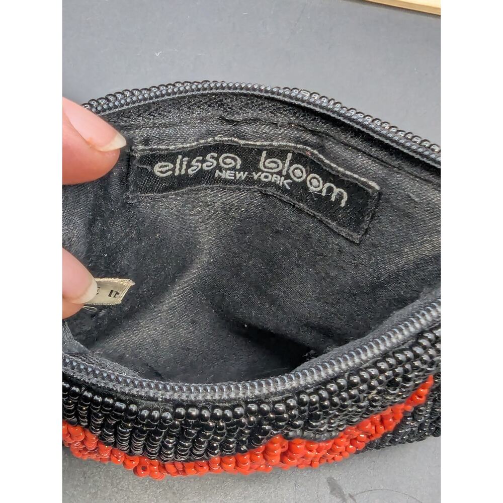 Elissa Bloom NY Red Tulip Beaded Coin Purse Small Heart Zip Pouch Wallet - Picture 8 of 8